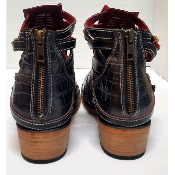 Freebird Boots Booties by Steven 10 Style Stair Black Distressed Leather 98885 - Picture 11 of 15